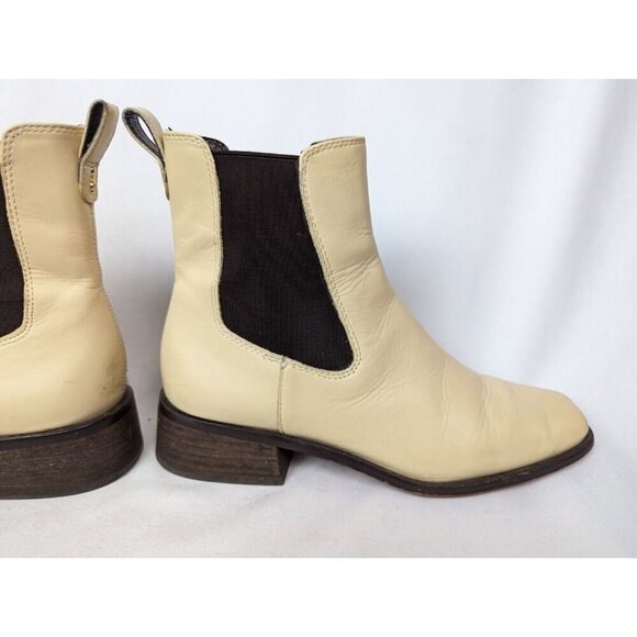 Sam Edelman 7 Thelma Eggshell Chunky Heel Pull On Squared Toe Ankle Boots Bootie - Picture 11 of 16